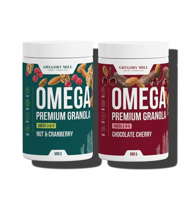 Набір граноли Омега Omega Power Duo Pack Nut & Cranberry, Chocolate Cherry, 1200 г, Gregory Mill GG-10-511 фото